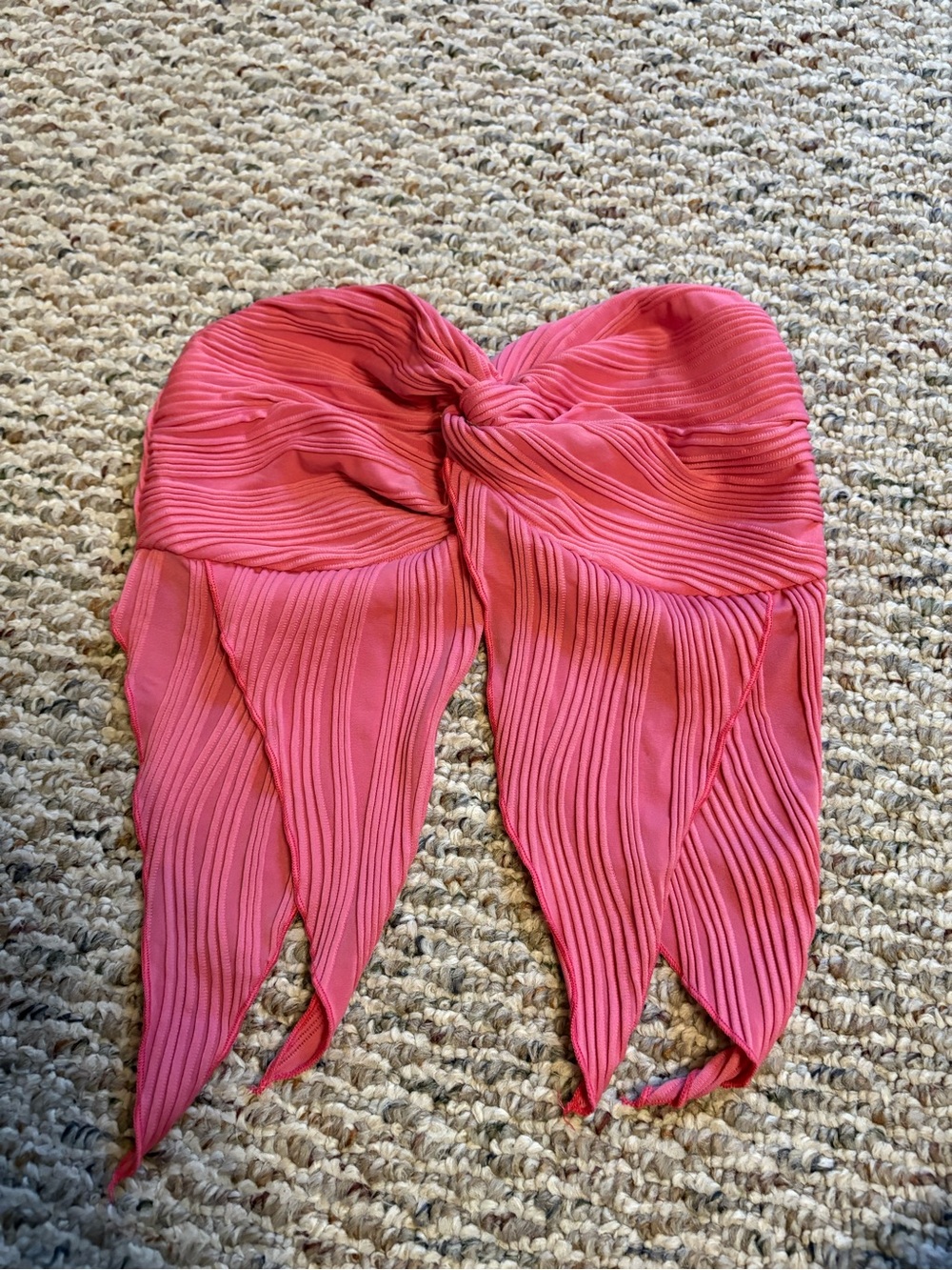 Pleated Strapless Twist Bandeau Top in Coral Pink